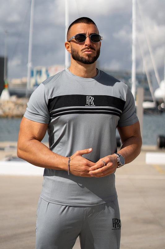 ROLLS Silver Stripes Leather Slogan Tracksuit